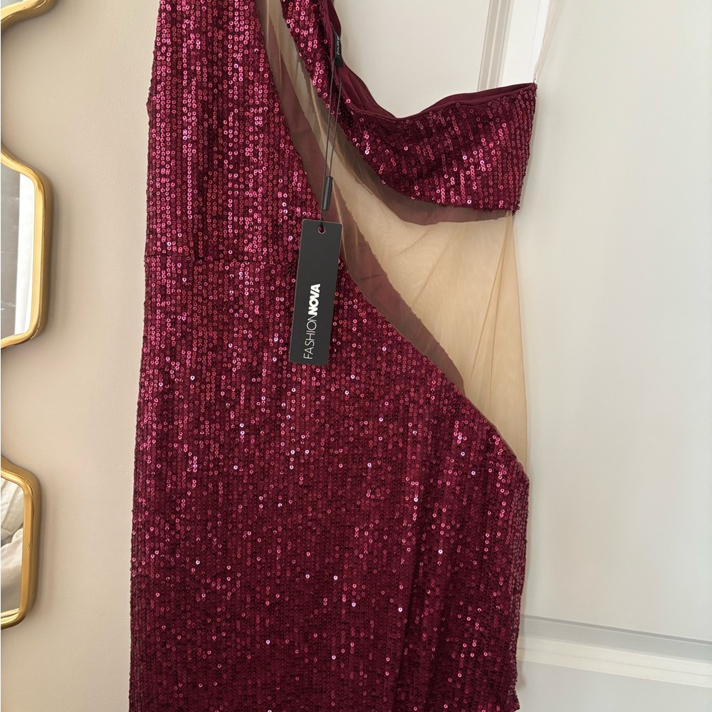 Fashion Nova Burgundy Sequin Dress